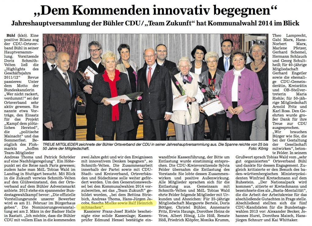 Acher und Bühler Bote, 17.11.2012: "Dem kommenden innovativ begegnen"