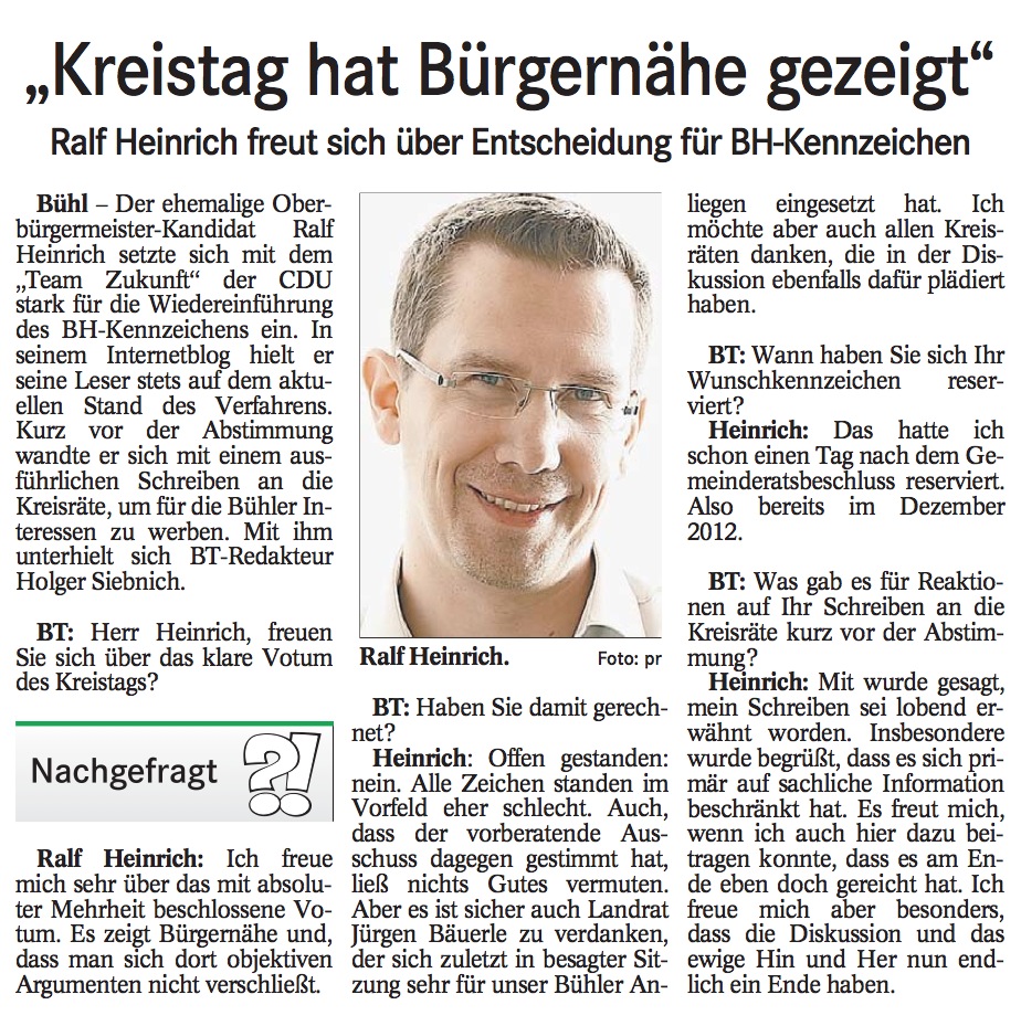 Badisches Tagblatt, 02.11.2013: "Kreistag-hat-Buergernahe-gezeigt"