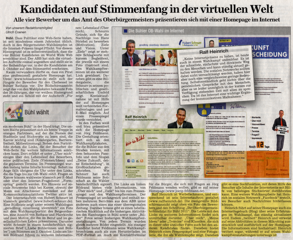 ABB, 20.09.2011: "Kandidaten auf Stimmenfang in der virtuellen Welt"